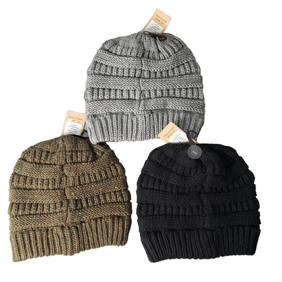 C.C Unisex Colorful Soft Stretch Cable Knit Beanie Skull‎ Cap Lot - Picture 2 of 5